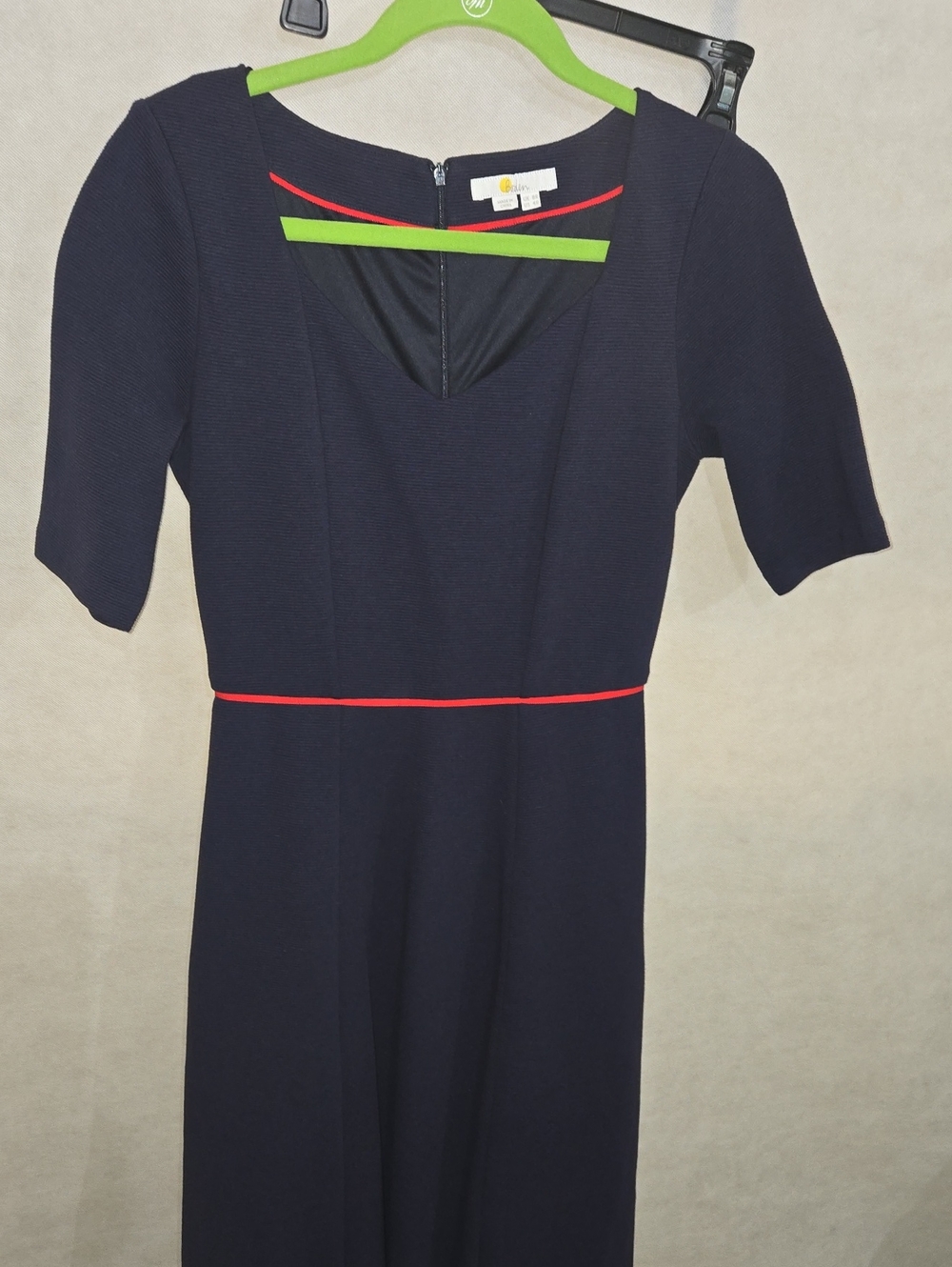 Boden Navy Midi Dress with Red Trim